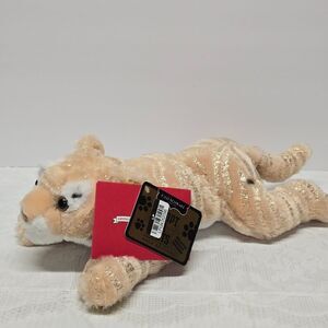 FAO SCHWARZ Adopt A Pets Gold Edition 16" Lying Tiger Plush Staffed Animal NWT